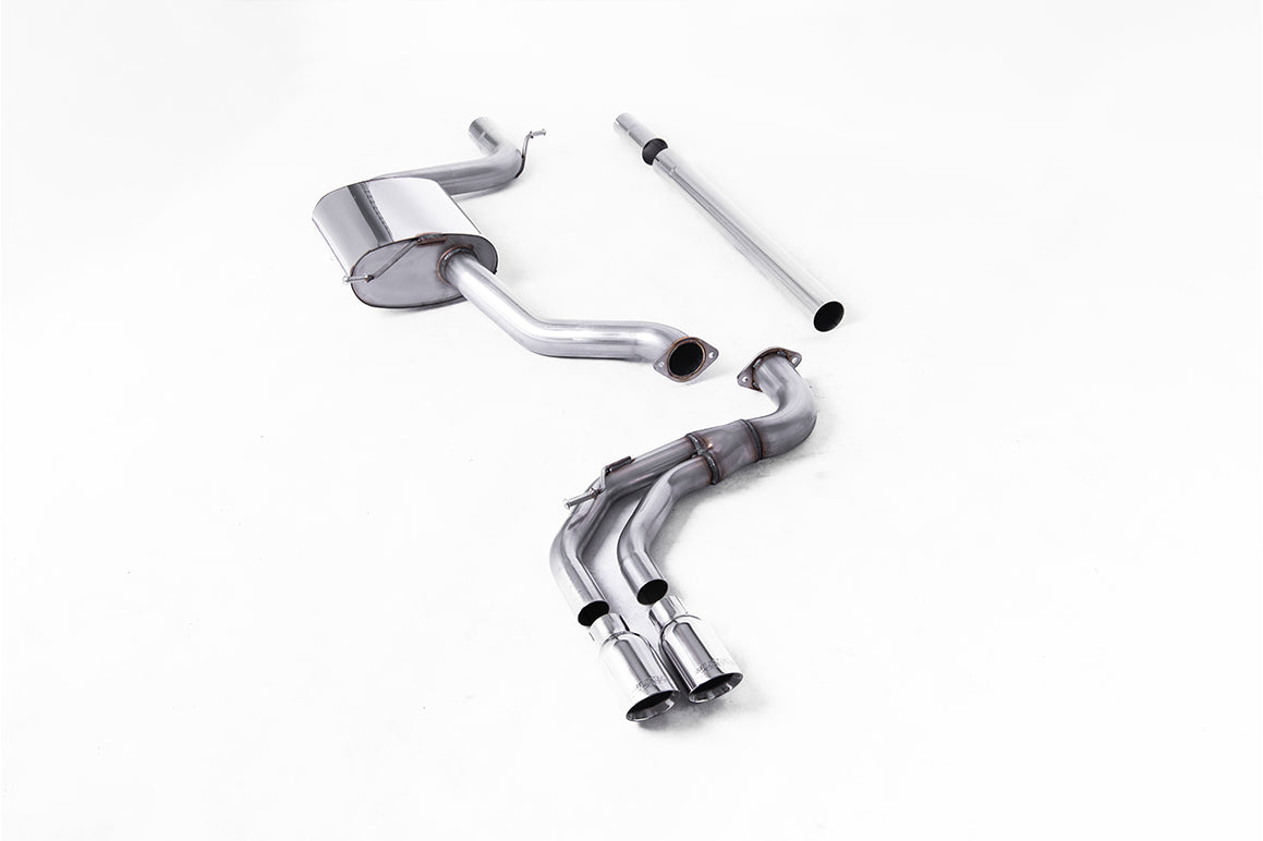 Milltek Sport Cat-back - Seat Leon / Volkswagen Golf - Cat Back Non-Resonated (louder) GTD Twin Outlet Style with Polished Trims - Requires Golf Mk7.5 GTD Rear Valance