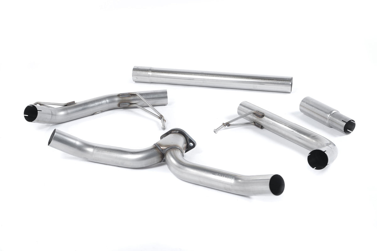 Milltek Sport Cat-back - Skoda Octavia vRS 2.0 TDI 184PS Hatch & Estate (manual and DSG-auto) - Dual-outlet. Requires right-hand outlet and tip (part # 5E0253682E) and right-hand rear silencer hanging bracket with rubber mount (part # 5Q0253144N) from you