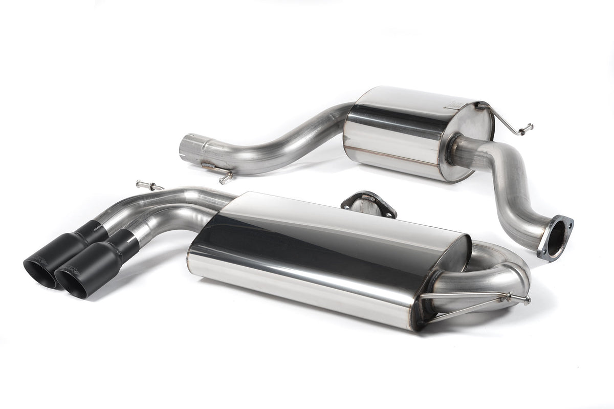 Milltek Sport Cat-back - Volkswagen Golf - 3-inch Race System. Resonated (quieter). Cerakote Black Tips