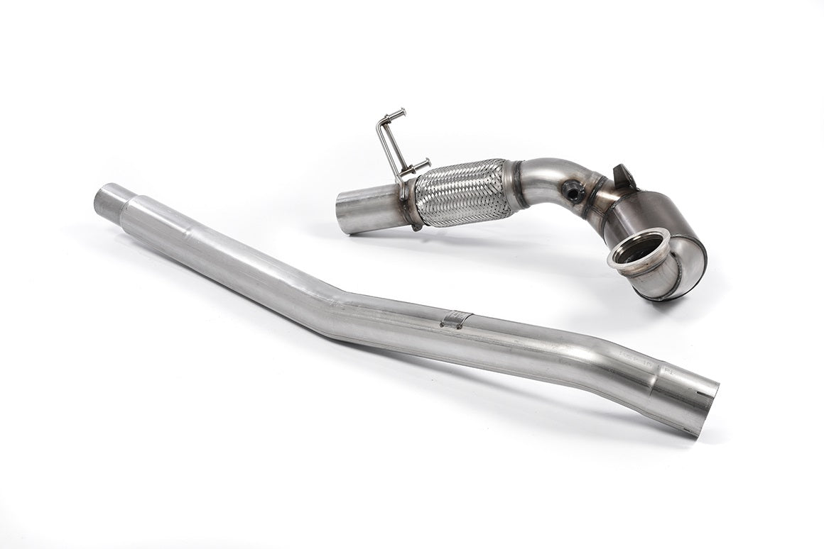 Milltek Sport Large Bore Downpipe and Hi-Flow Sports Cat - Seat Leon / Volkswagen Golf - EC-Approved. For fitment to the OE cat back exhaust only