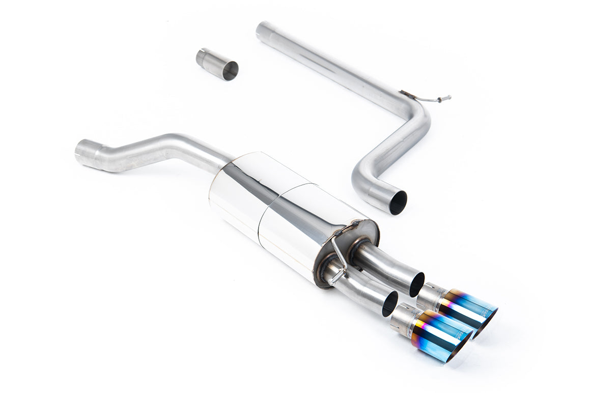Milltek Sport Cat-back - Volkswagen Polo GTI 2.0 TSI (AW - 5 Door) - Non GPF/OPF Models Only - Non-Res Cat Back System with Burnt Titanium GT-90 Trims