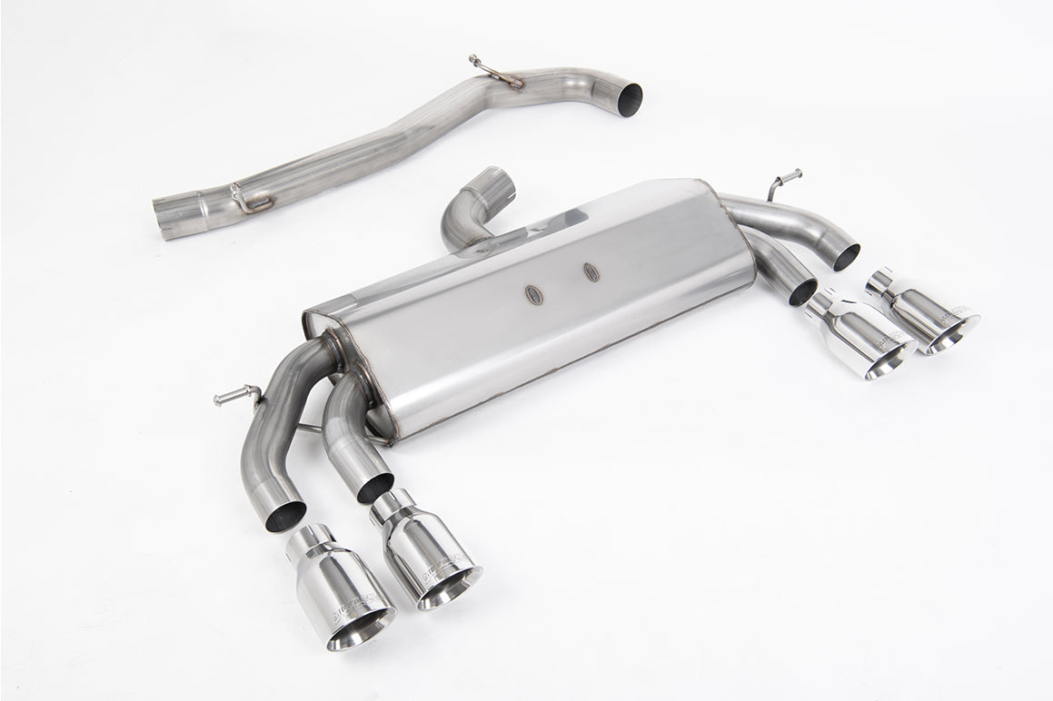 Milltek Sport Cat-back - Volkswagen Golf Mk7.5 R 2.0 TSI 310PS (Non-GPF Equipped Models Only) - 76mm & EC Approved Systems - Non-Valved Race System. Non-resonated (louder). Polished GT-100 Round Tips