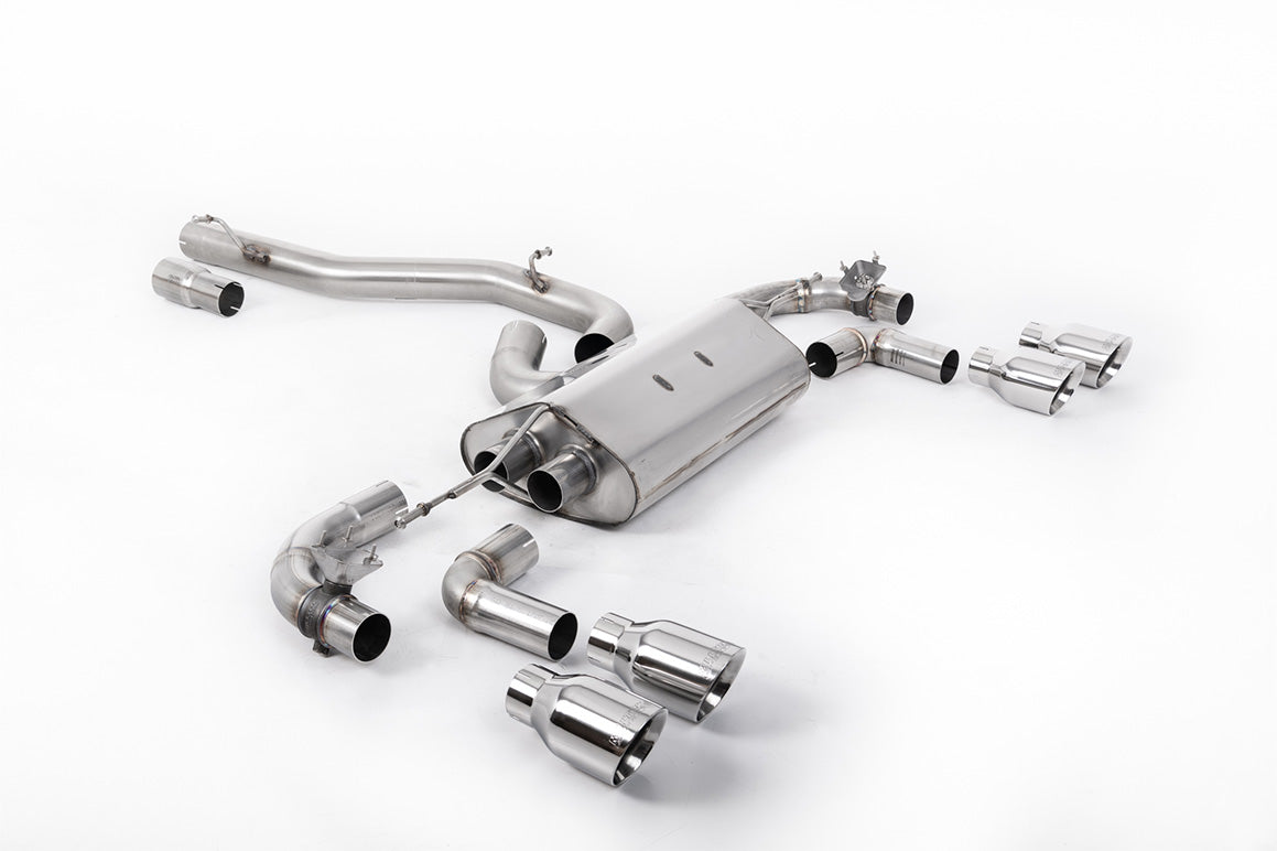 Milltek Sport Cat-back - Volkswagen Golf - 80mm / 3.15 inch Valved Race System - Non Resonated (Louder) with Polished GT-100 Round Tips