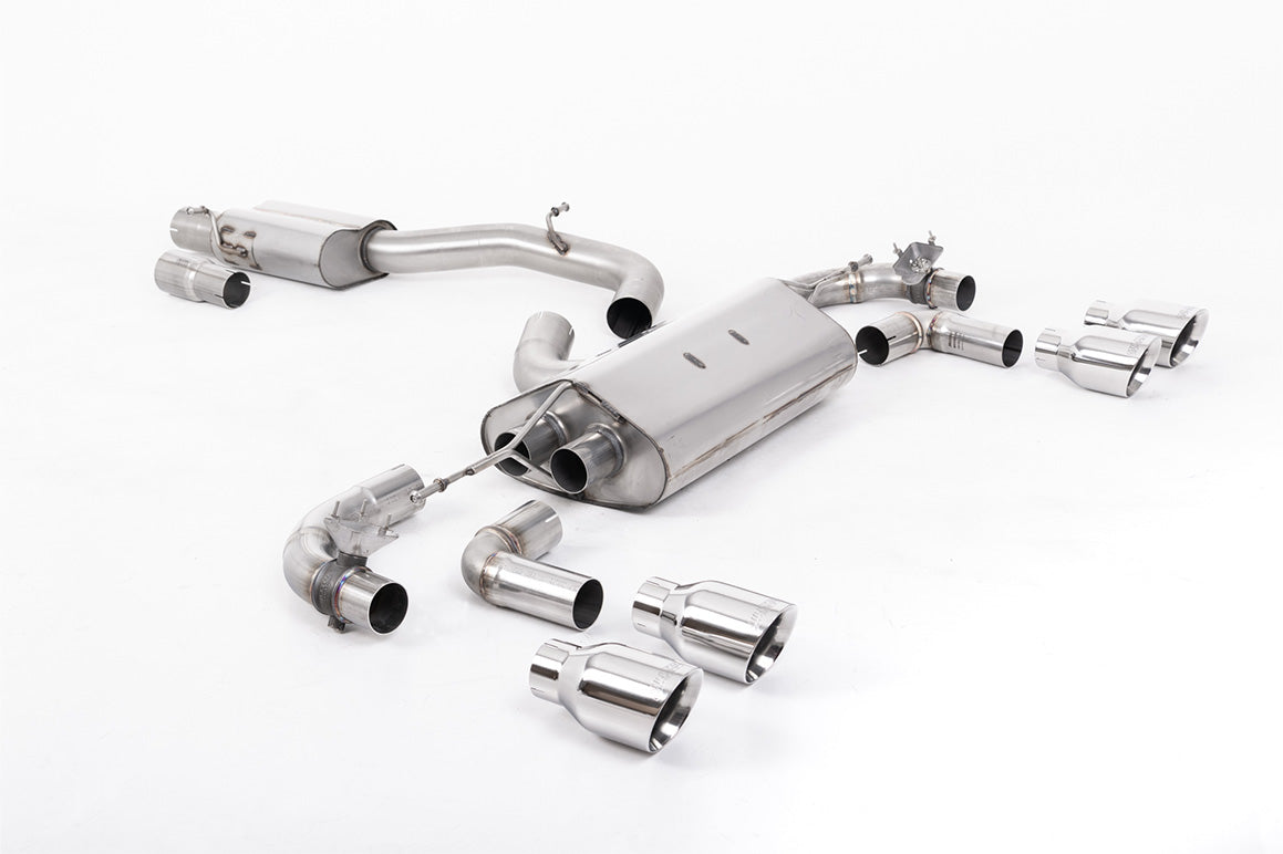 Milltek Sport Cat-back - Volkswagen Golf - 80mm / 3.15 inch Valved Race System - Resonated with Polished GT-100 Round Tips