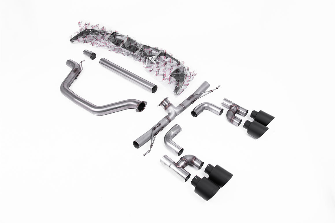 Milltek Sport Cat-back - Volkswagen Golf - Cat Back Golf R Style - Race (Loudest) with Cerakote Black GT-115 Tips