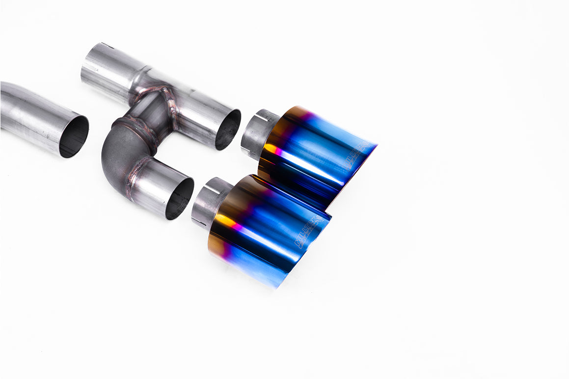 Milltek Sport Cat-back - Volkswagen Golf - Cat Back Golf R Style - Road+ with Burnt / Blue Titanium GT-115 Tips