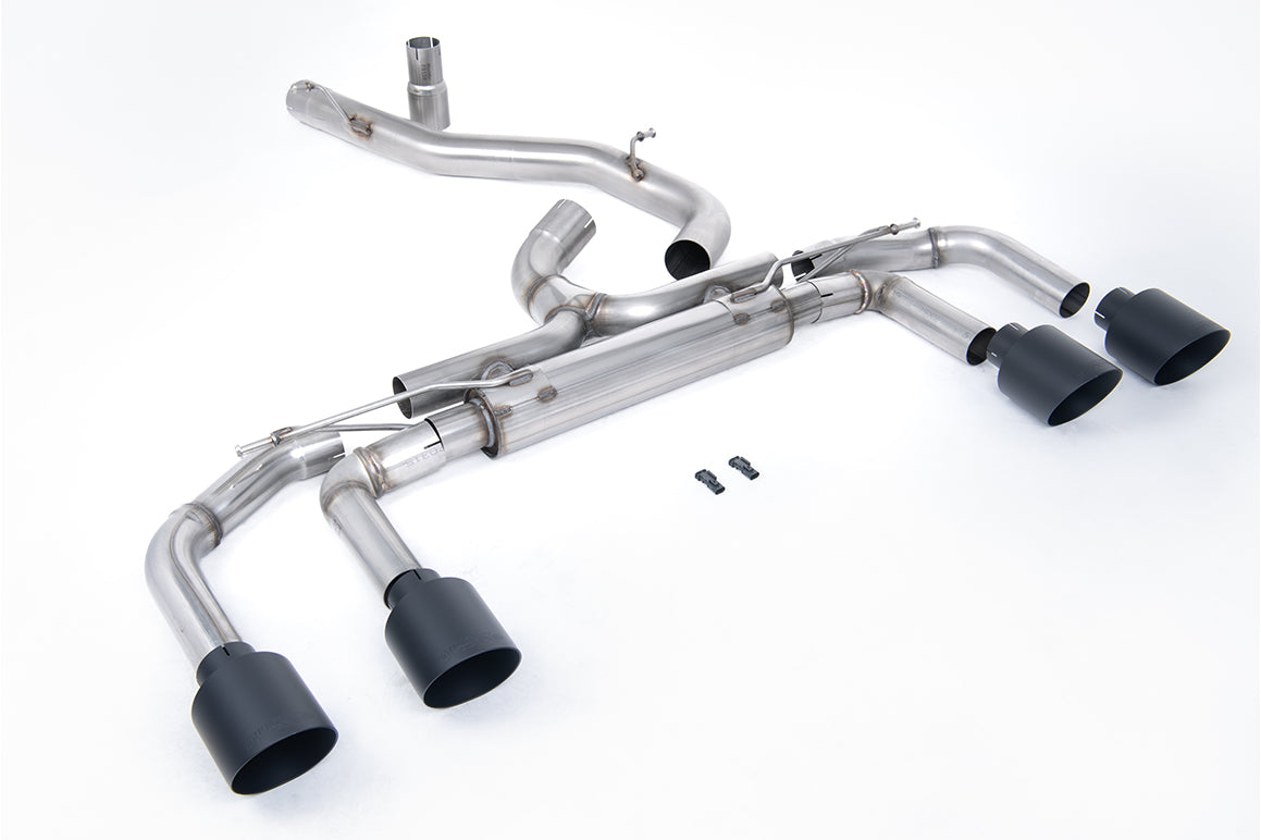 Milltek Sport Cat-back - Volkswagen Golf - 80mm / 3.15 inch System - Race Non Valved (Loudest) with Cerakote Black GT-115 Trims
