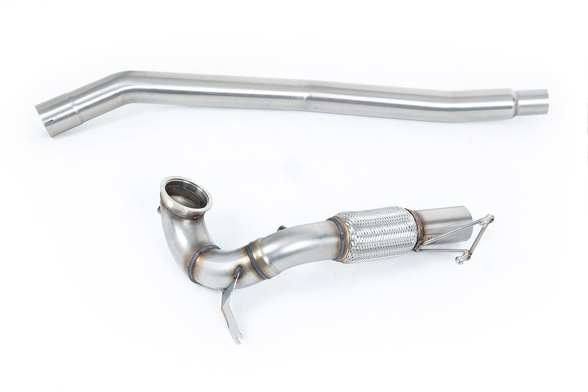 Milltek Sport Large-bore Downpipe and De-cat - Volkswagen Golf Mk7.5 R 2.0 TSI 310PS (Non-GPF Equipped Models Only) - 80mm Race Systems - V2 Large Bore Decat Downpipe (104mm to 80mm) - Must be fitted with OE Cat Back Only