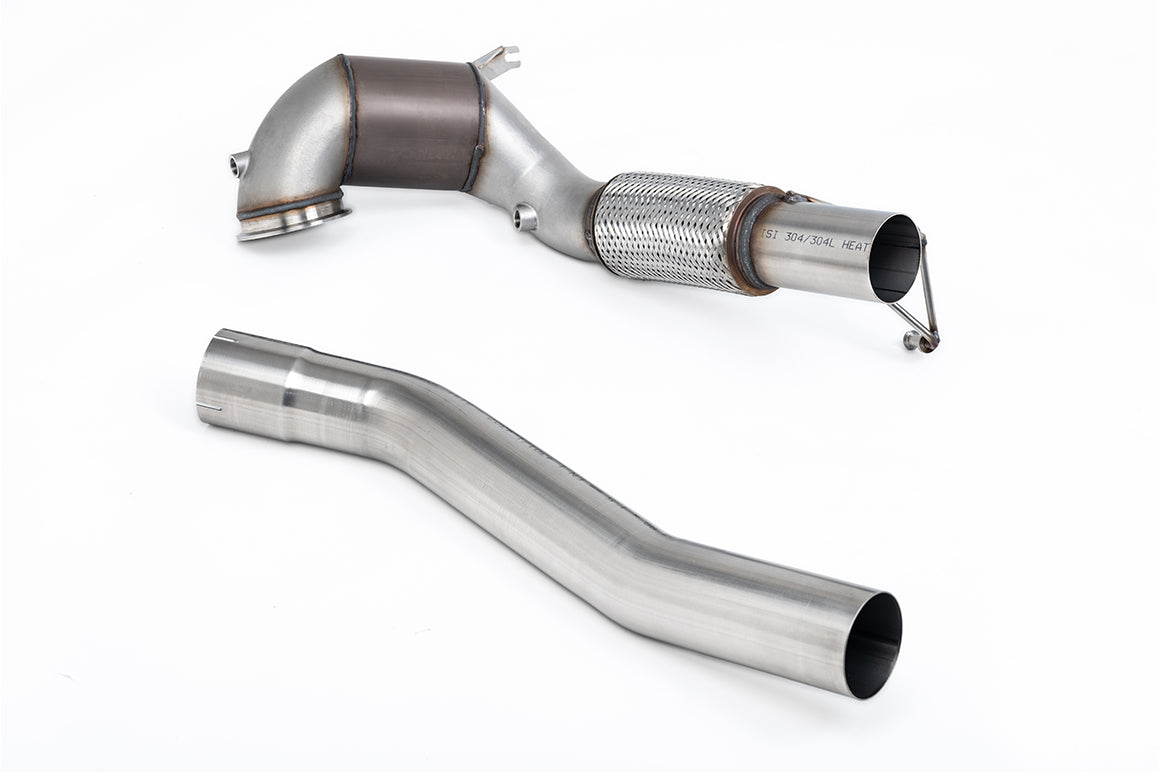 Milltek Sport Large Bore Downpipe and Hi-Flow Sports Cat - Volkswagen Golf Mk8 GTi (245ps Non-GPF / North American Models Only) - NO CEL / Check Engine Light - 94mm / 3.7inch ID Turbo Outlet to 80mm / 3.15inch Downpipe with 200CPSI HJS Cat - Fits with Mil