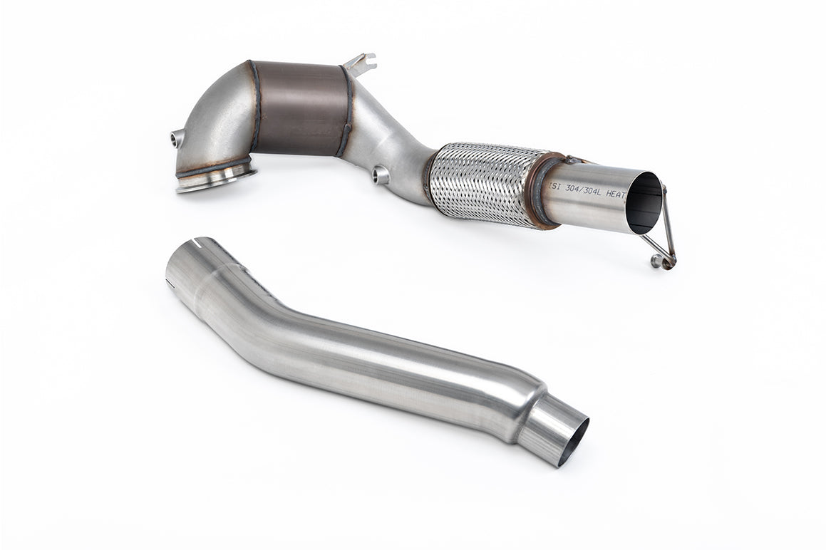 Milltek Sport Large Bore Downpipe and Hi-Flow Sports Cat - Volkswagen Golf Mk8 GTi (245ps Non-GPF / North American Models Only) - NO CEL / Check Engine Light - 94mm / 3.7inch ID Turbo Outlet to 80mm / 3.15inch Downpipe with 200CPSI HJS Cat - Fits with OE 