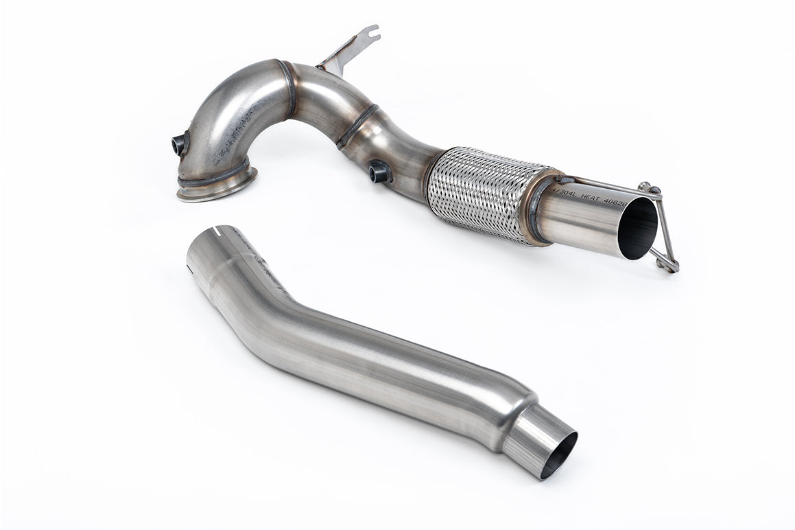 Milltek Sport Large-bore Downpipe and De-cat - Volkswagen Golf Mk8 GTi (245ps Non-GPF / North American Models Only) - 94mm / 3.7inch ID Turbo Outlet to 80mm / 3.15inch Downpipe with Decat Bypass - Fits with OE System Only